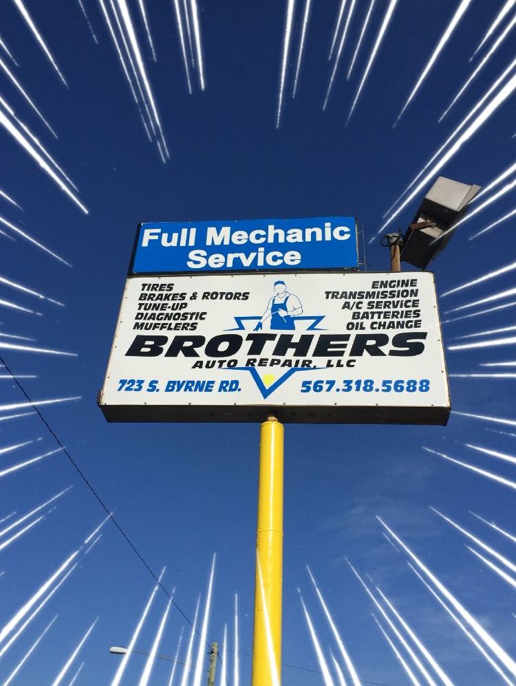 Brothers Auto Repair Mechanics and used tires — real photo from Google